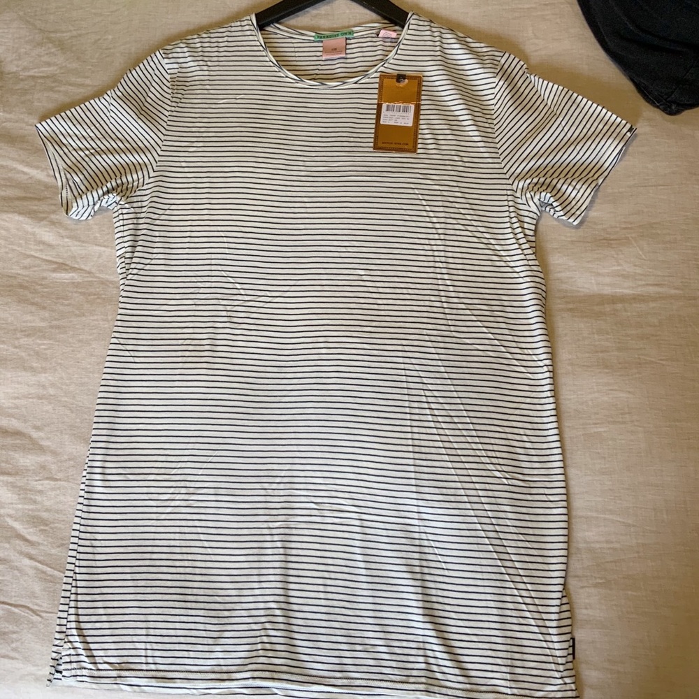 Scotch & Soda short-sleeve striped long fit tee